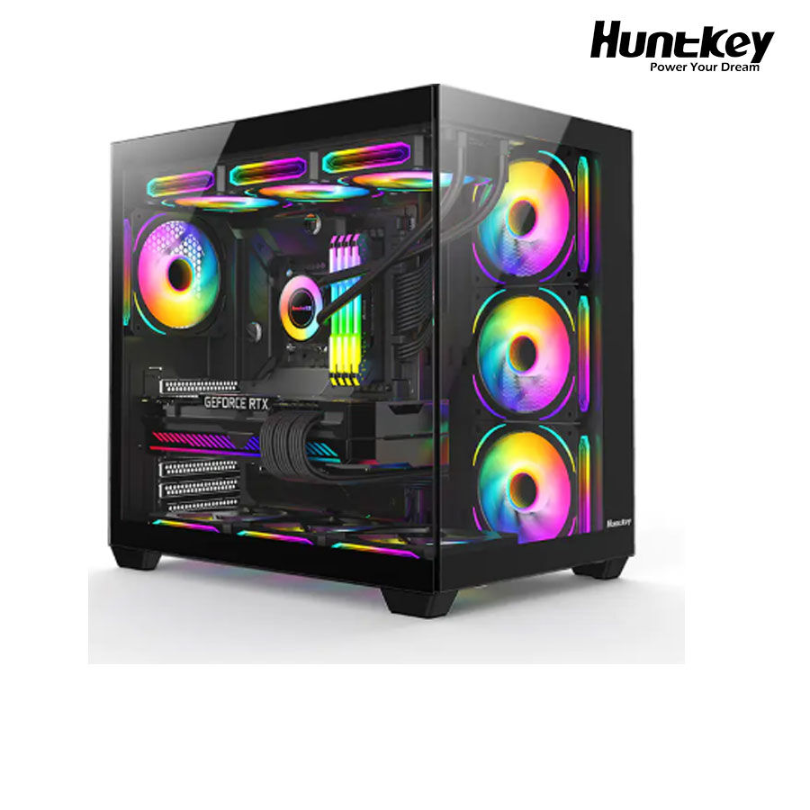 Case máy tính Huntkey S980-BK Tornado: 270 Full View - Black; Hỗ trợ 10 Fan+ tản 360; VGA dài 400; ATX; M-ATX; Mini-ITX; 1x3.5 + 2x2.5; 425x285x380 (S980-BK) Chuyển đến phần đầu của thư viện hình ảnh Chuyển đến phần đầu của thư viện hình ảnh