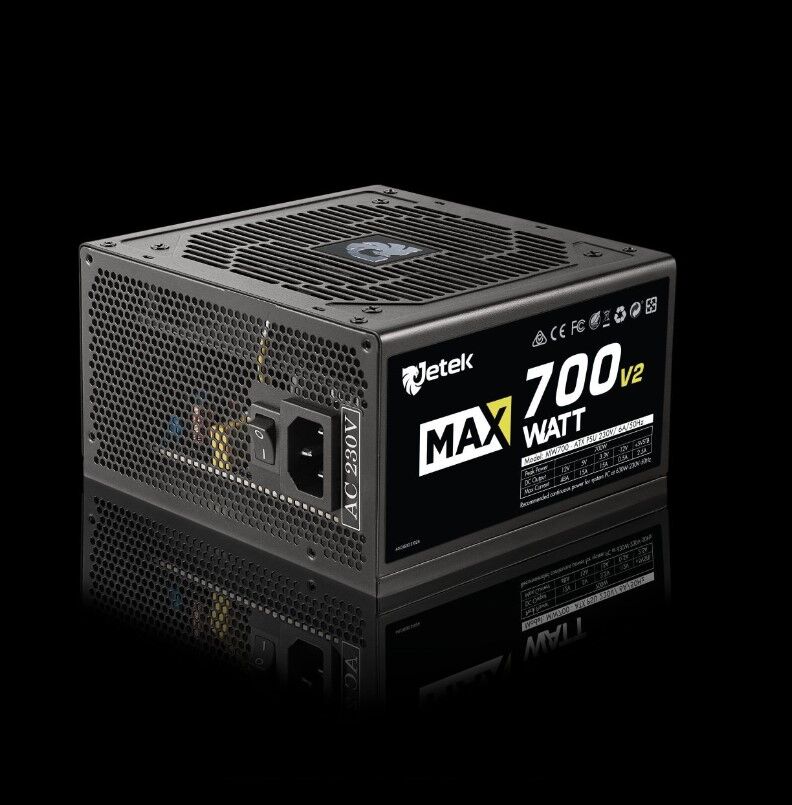 Nguồn 600W Maxwatt 700 V2 - Fan12; Hiệu suất >80%; 24pinx1; 2x4+4pin; 2x6+2pin; 4xSata; 2XAta; Black; 1Y (MAXWATT-700-V2)