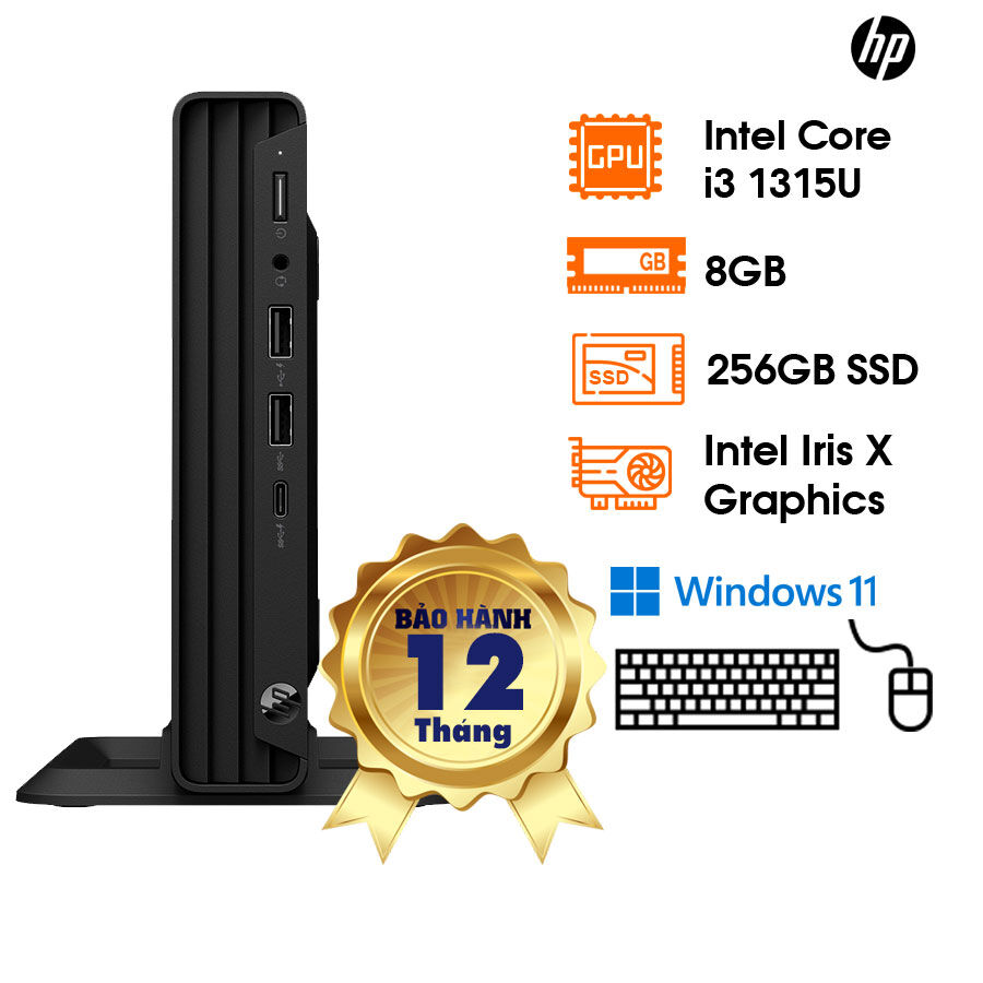PC HP Pro Mini 260 G9/ Intel Core i3 1315U/ 8GB DDR4 3200/ SSD 256GB/ USB Mouse & Keyboard/ W11H/ 1Y Onsite PRO260-G9-9H092PT