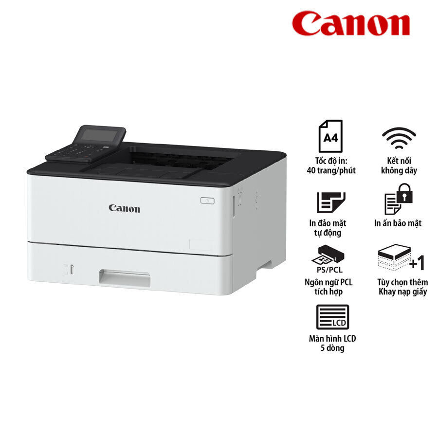 Máy in Laser Canon LBP246dw (In 2 mặt); USB2.0 + Lan+ Wifi; A4 A5 A6; 600x600; 40 trang/phút; Mực: 070; 2Y(LBP246DW)
