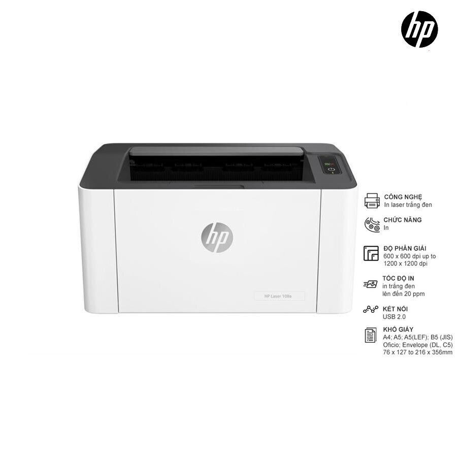 Máy in Laser HP 108a ; USB2.0; A4 A5; 1200x1200; 20 trang/phút; Mực: HP110A; 1Y(108A-4ZB97A)