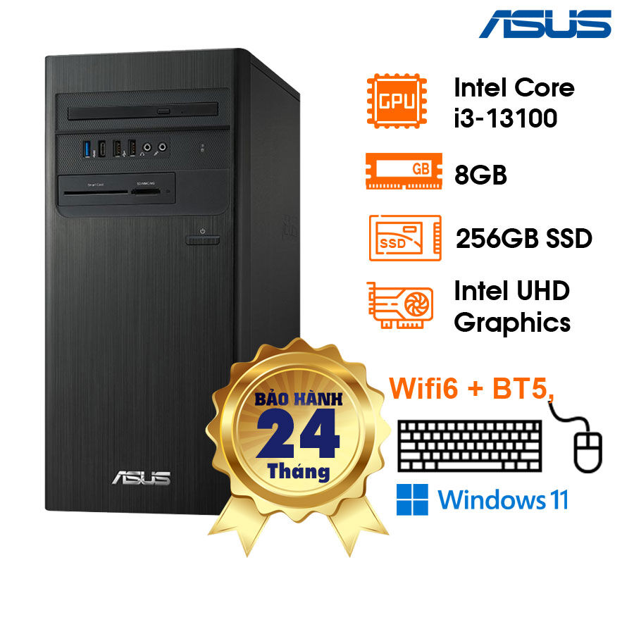 PC ASUS S500TE (27L), B760, i3-13100, 8GD4, 256GB-SSD, TPM, WiFi6+BT5, KB+M, 300W, W11H, 3Y OSS (S500TE-313100020W)