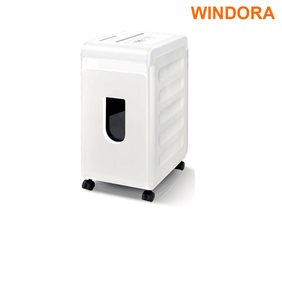 Máy hủy tài liệu WINDORA S55CD: A4/A5; 8-12 tờ; LCD; Hủy giấy, kim kẹp, kim bấm, card, đĩa CD; hủy vụn; Miệng cắt: 230mm; <47db; hủy liên tục 8min; thùng 23L; 4 bánh xe; 1Y (WINDORA-S55CD)