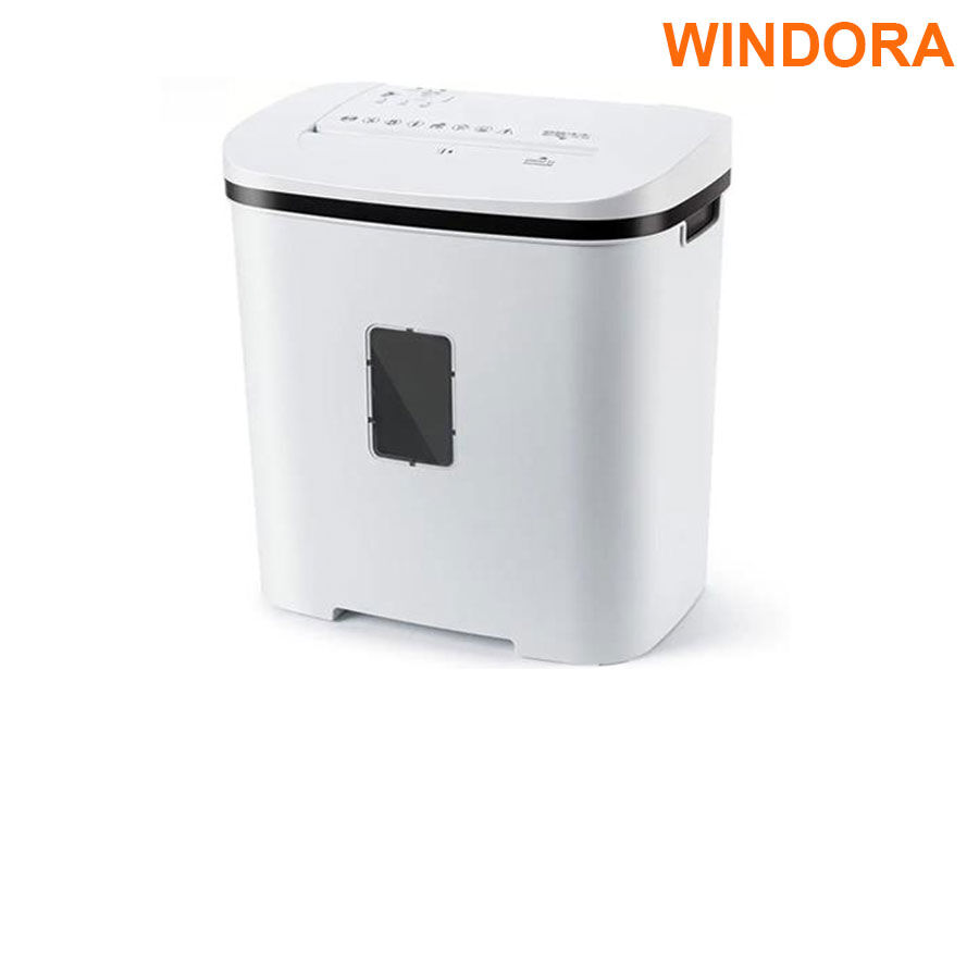 Máy hủy tài liệu WINDORA S12: A4/A5; 12-14 tờ; Hủy giấy, kim kẹp, kim bấm, card; hủy vụn; Miệng cắt: 230mm; <64db; hủy liên tục 5min; thùng 20L; 1Y (WINDORA-S12)