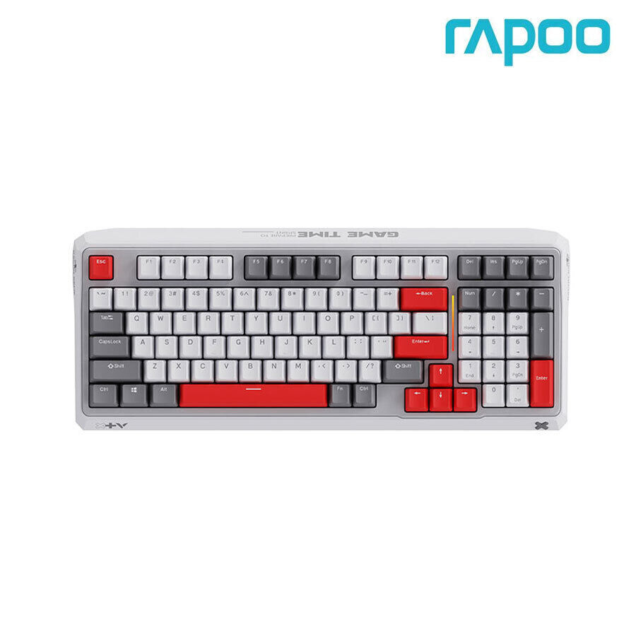 Bàn phím quang học IR Gaming Rapoo V750PRO-98 - màu trắng,/xám/đỏ, REDSWITCH, USB 2.0, 98 phím , Chống Thấm Nước & Bụi Chuẩn IP68, RGB-4 chế độ dải sáng-12777