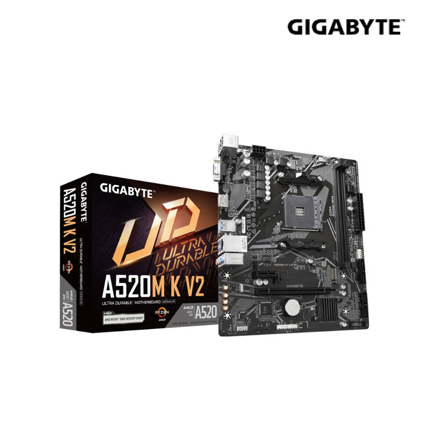 Mainboard Gigabyte A520M-K-V2 : AMD A520- AMD AM4; 2xDDR4; Lan 1Gbps; 1x M.2 Sata&PCIe; 1 HDMI + 1 D-Sub; Micro ATX; SP Win10+11 64; 3Y; (A520M-K-V2)