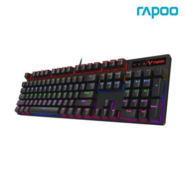 Bàn phím cơ Gaming Rapoo không dây V500PRO MULTI MODE - màu đen,REDSWICH, 87 phím, Đa Sắc 7 màu Với 6 Chế Độ Hiệu Ứng Ánh Sáng , BT5.1/ USB 2.0/24.GHz , 4000mAh , Sạc: USB Type-C