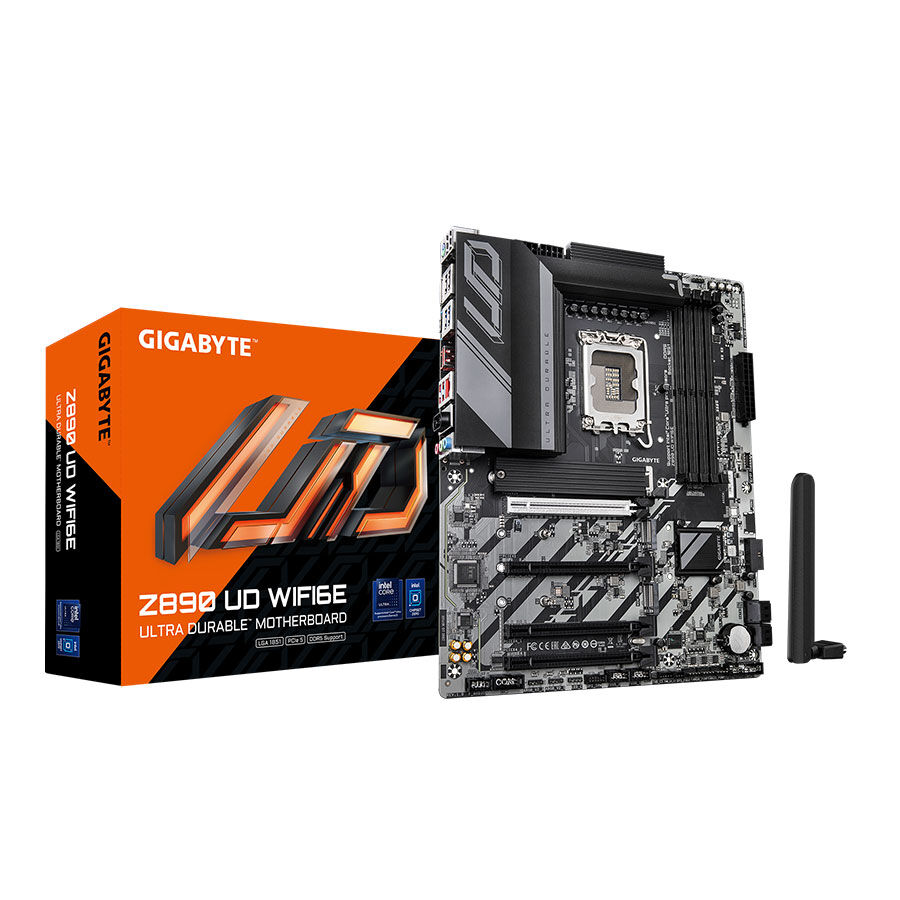 Mainboard Gigabyte Z890 UD WIFI6E -Intel Z890 ; LGA1851; 4xDDR5; 3 x M.2 Slots; 2.5 Gbe Lan+ Wi-Fi 6E +BT5.3; 2xPCIe 4.0 x4 + 1xPCIe 5.0 x16 + 1x PCIe 4.0 x1; 1xDP + 1 USB4 Type-C; 3Y(Z890-UD-WIFI6E)