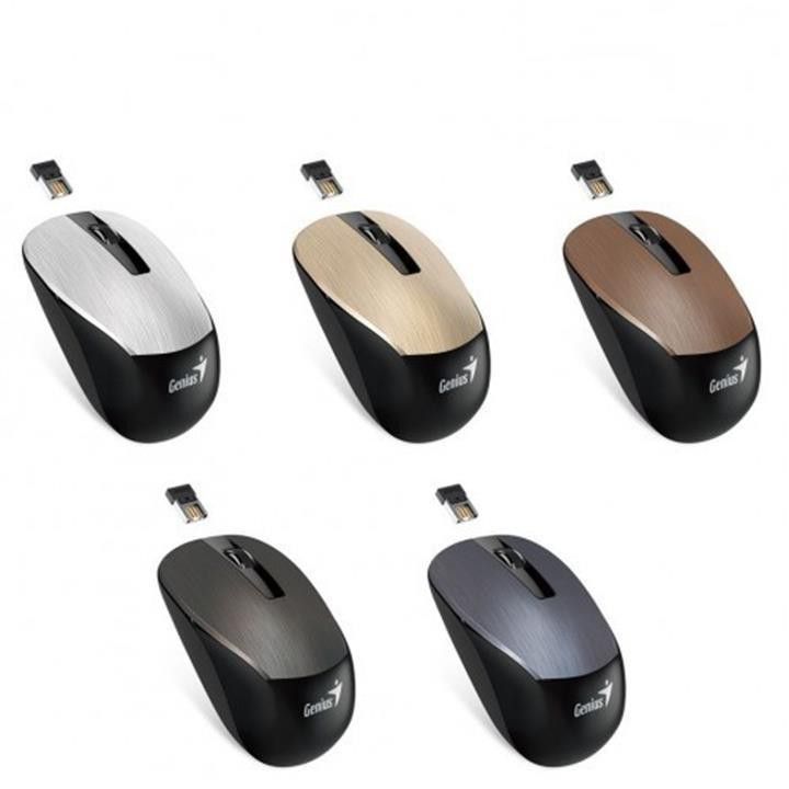 Chuột không dây Genius NX-7015S - màu bạc, công nghệ blue eye tracking tuỳ chỉnh 800dpi, 1200dpi hoặc 1600 dpi