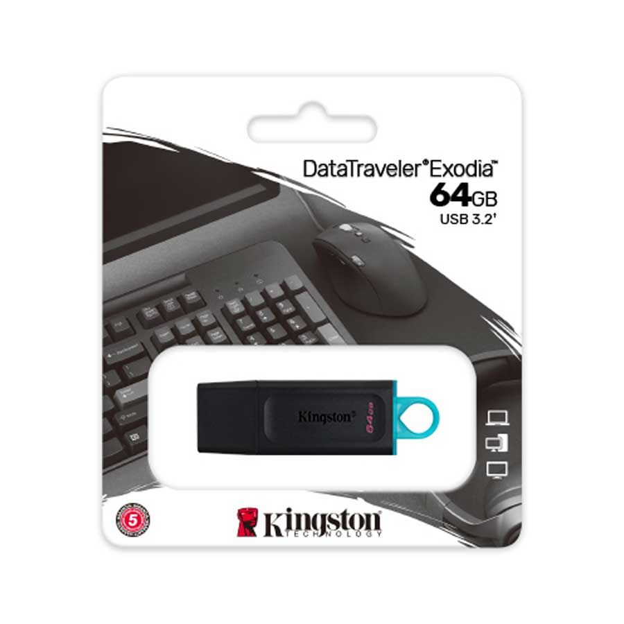 USB Kingston 64GB DataTraveler Exodia - Màu đen - USB 3.2 Gen 1; Nắp rời; Móc treo - DTX/64GB