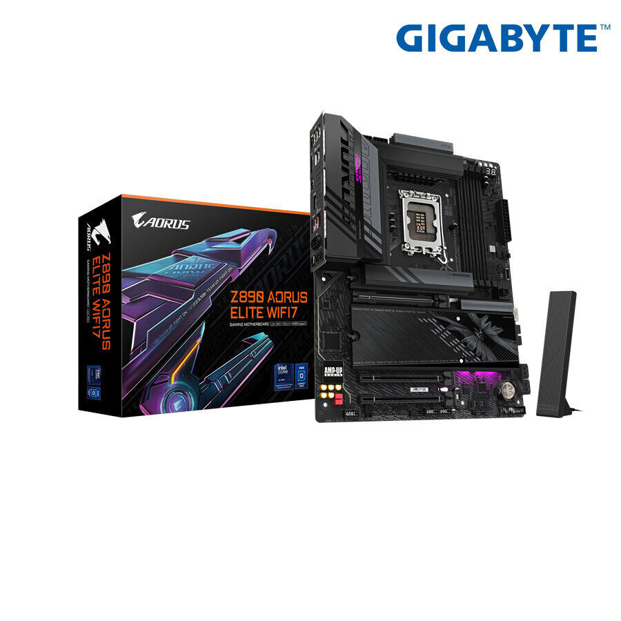 Mainboard Gigabyte Z890 AORUS ELITE Wifi 7 -Intel Z890- LGA1851 (Core™ Ultra); 4xDDR5 (OC9200); Lan 2.5GbE + Wi-Fi 7 + BT 5.4; 4xM.2 + 4 SATA; 1xDP+ 1xUSB Type-C; 3Y (Z890-AORUS-ELITE-WIFI7)