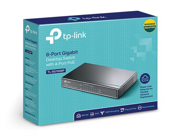 Bộ chia mạng TP-Link 8 cổng Gigabit với 4 cổng PoE TL-SG1008P - vỏ sắt