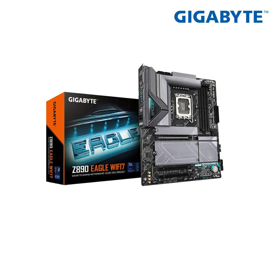 Mainboard Gigabyte Z890 EAGLE Wifi 7 -Intel Z890- LGA1851 (Core™ Ultra); 4xDDR5 (OC9200); Lan 2.5GbE + Wi-Fi 7 + BT 5.4; M.2 25110-2280+ M.2 22110/2280 + 4 SATA; 4x Type-C USB4; 3Y (Z890-EAGLE-WIFI7)