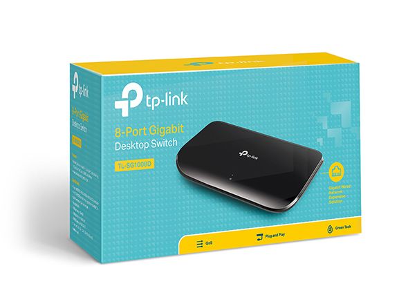 Switch để bàn TP-Link 8-port Gigabit - Vỏ nhựa; 5VDC/0.6A; 2Y (TL-SG1008D)