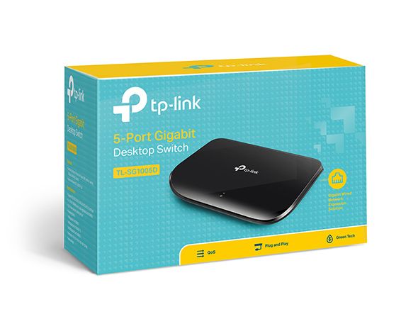 Switch để bàn TP-Link 5-port Gigabit - Vỏ nhựa; 5VDC/0.6A; 2Y (TL-SG1005D)