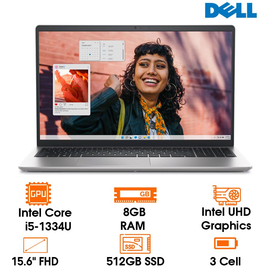 Laptop Dell Inspiron 3530 i5-1334U, 8GB, 512SSD, 15.6FHD, 120Hz, W11SL+OFFICE HOME_ST, bạc (N3530-P16WD1)