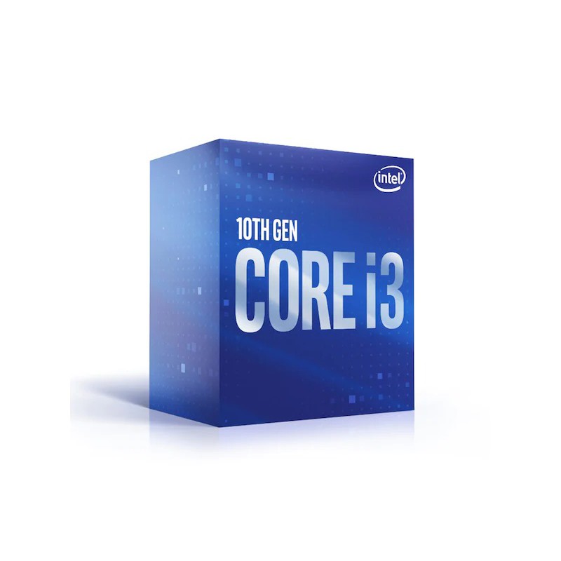 Bộ VXL Intel Core i3-10100F Comet Lake - 4x3.6 max 4.3GHz; DDR4-2666; Cache 6MB; 14nm; 350Mhz; TDP 65W (phải dùng thêm VGA rời)