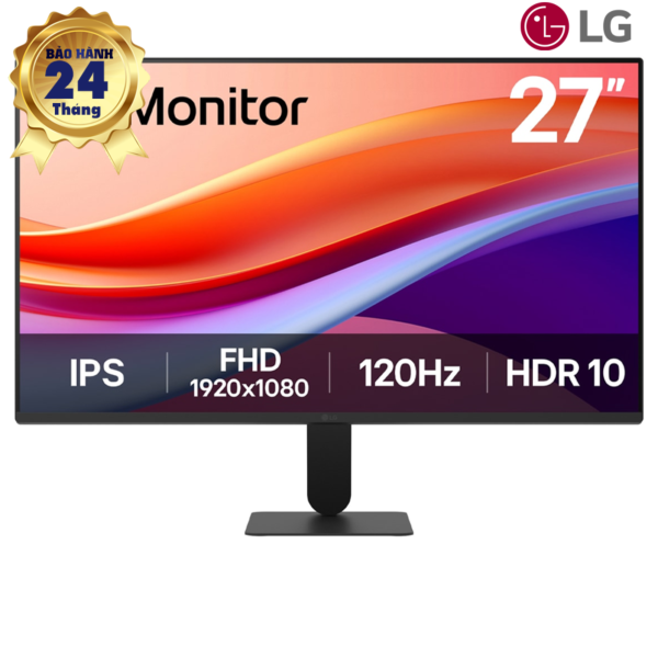 LCD 27-inch LG IPS; FHD(16:9); 250cd/m2; 120Hz; 5ms; sRGB 99%; VESA 10x10; HDMI + VGA; Cable HDMI; 2Y (27U411A-B.ATVQ)