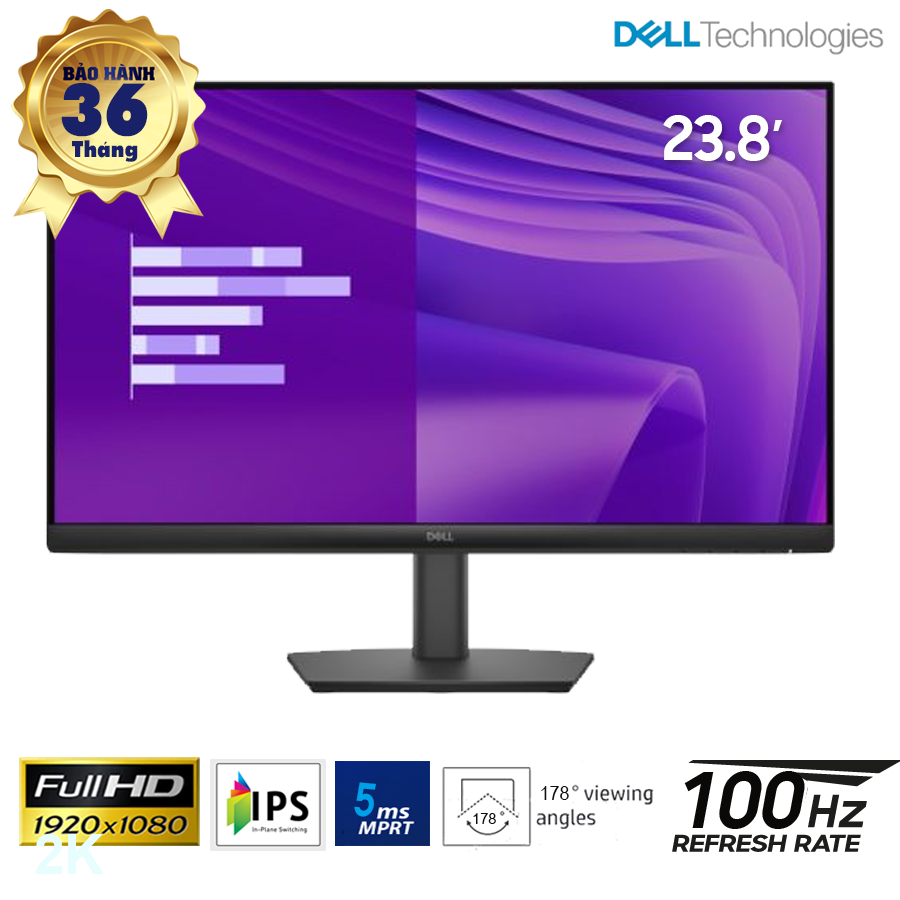 Màn hình Dell 23.8-inch E2425HM- IPS; FHD; 250 nits; 100Hz; 5ms; VESA 10x10; VGA+ DP +HDMI (DP Cable) ; 3Y (E2425HM)