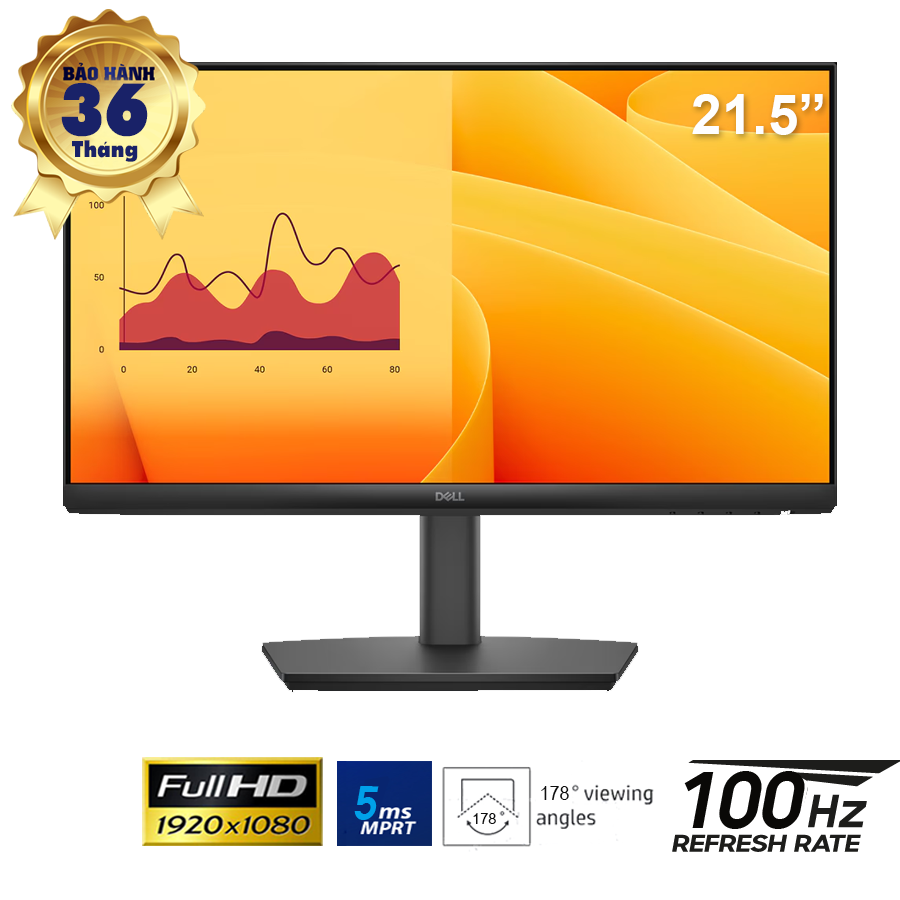 LCD 21.5-inch Dell E E2225HSM VA- 16:9; FHD(1920x1080); 250 nits; 100Hz / 5ms; Loa 2x4W; DP +HDMI+ VGA; Cable HDMI; 3Y (E2225HSM)