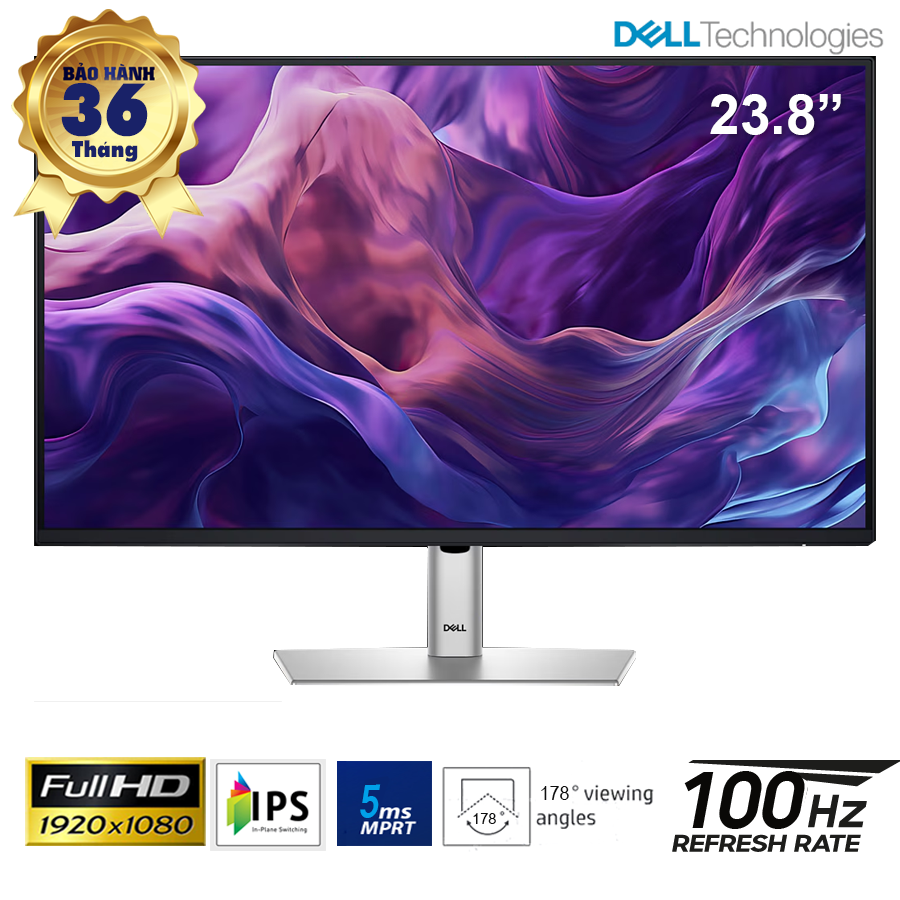 Màn hình 23.8-inch Dell P P2425HE IPS 16:9; FHD(1920x1200); 250 cd/m2; 100Hz; RJ45 1GB; VESA (100x100); DP + HDMI + Type-C upstream 90W DP; (Cable DP, typeC); 3Y