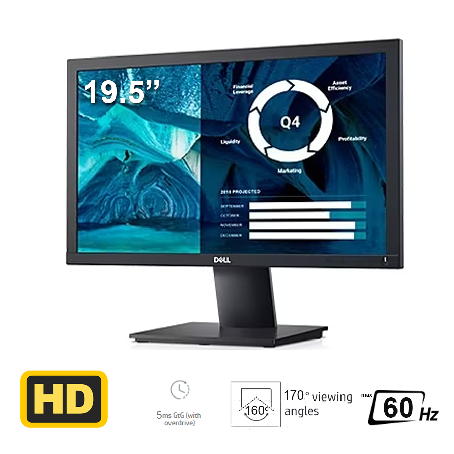 LCD 19.5-inch Dell Pro E2020H: TN HD+(1600x900) 16:9; 250 cd/m2 nits; 60HzHz; 5ms; DP + VGA; Cable DP to DP; 3Y (E2020H)