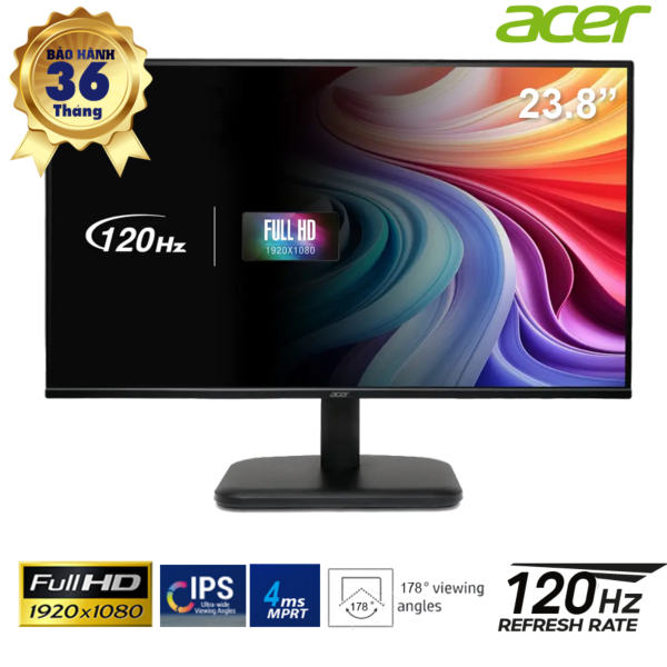 Màn hình Acer 23.8-inch EK241Y-G - IPS FHD 120Hz; 4ms; 250cd/m2; D-sub + HDMI (EK241Y UM.QE1SV.G01)
