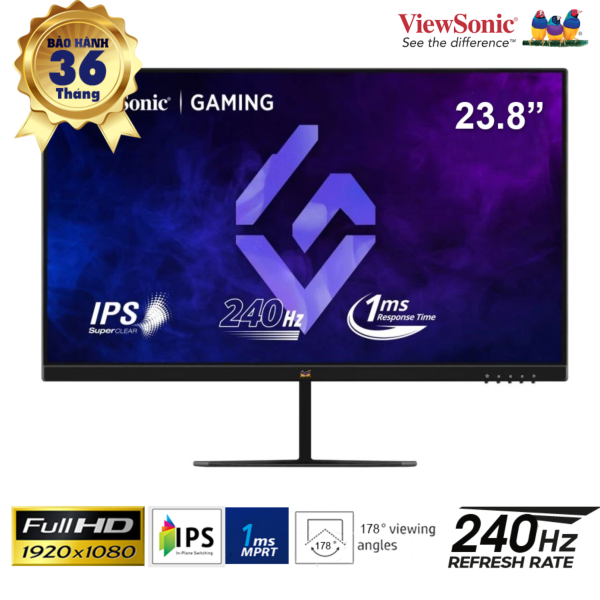 Màn hình 23.8-inch Gaming ViewSonic VX2479A-HD-Pro; FHD (1920x1080) IPS 240Hz 250cd/m2; Vesa 100x100; 2xHDMI+ 1xDP; Cable HDMI; 3Y (VX2479A-HD-PRO)