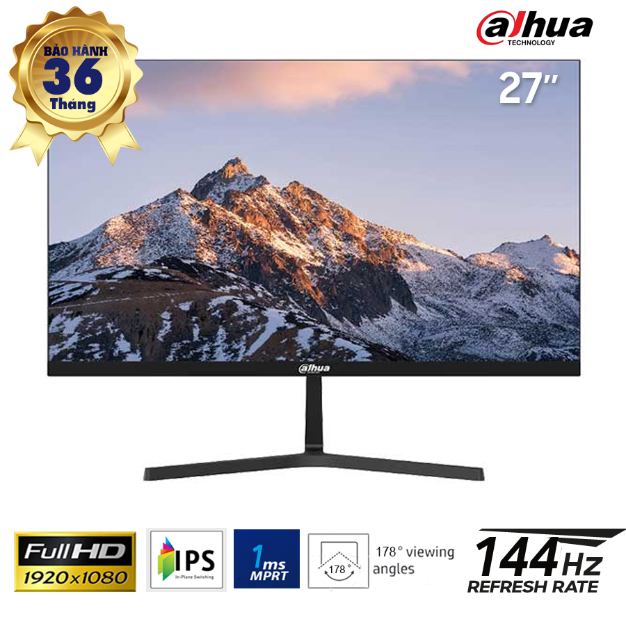 LCD 27-inch Dahua LM27 B221: FHD IPS 16:9; 144Hz; 250cd/m2; 1 HDMI+ 1DP; VESA 7.5x7.5; HDMI cable; 3Y (DHI-LM27-B221)