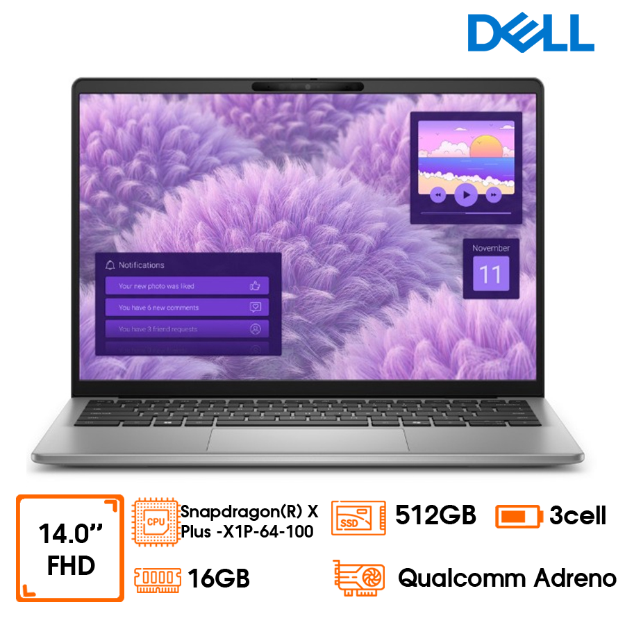 Laptop Dell Inspiron 14 5441Oryon Snapdragon(R) X Plus -X1P-64-100 (10 cores, up to 3.4GHz, NPU up to 45 TOPS), 16GB LPDDR5X 8448MT/s, 512GB SSD NVMe, 14