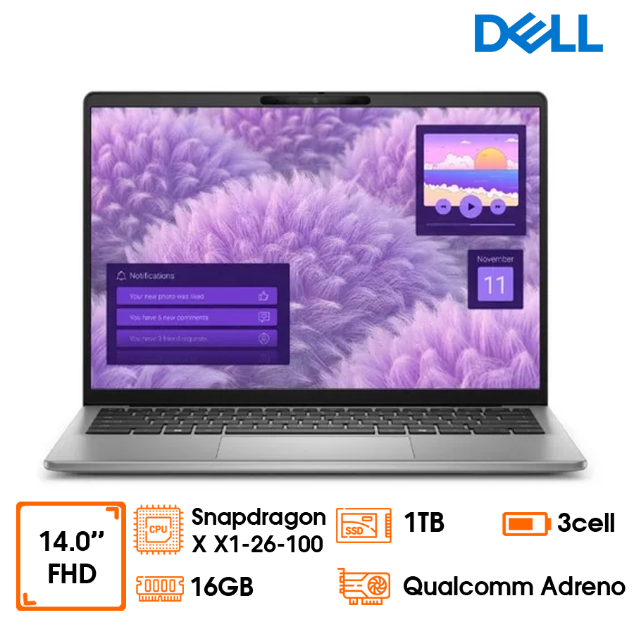 Laptop Dell Inspiron 14 5441Oryon Snapdragon X Plus -X1P-64-100 (10 cores, up to 3.4GHz, NPU up to 45 TOPS), 16GB LPDDR5X 8448MT/s, 1TB SSD NVMe, 14