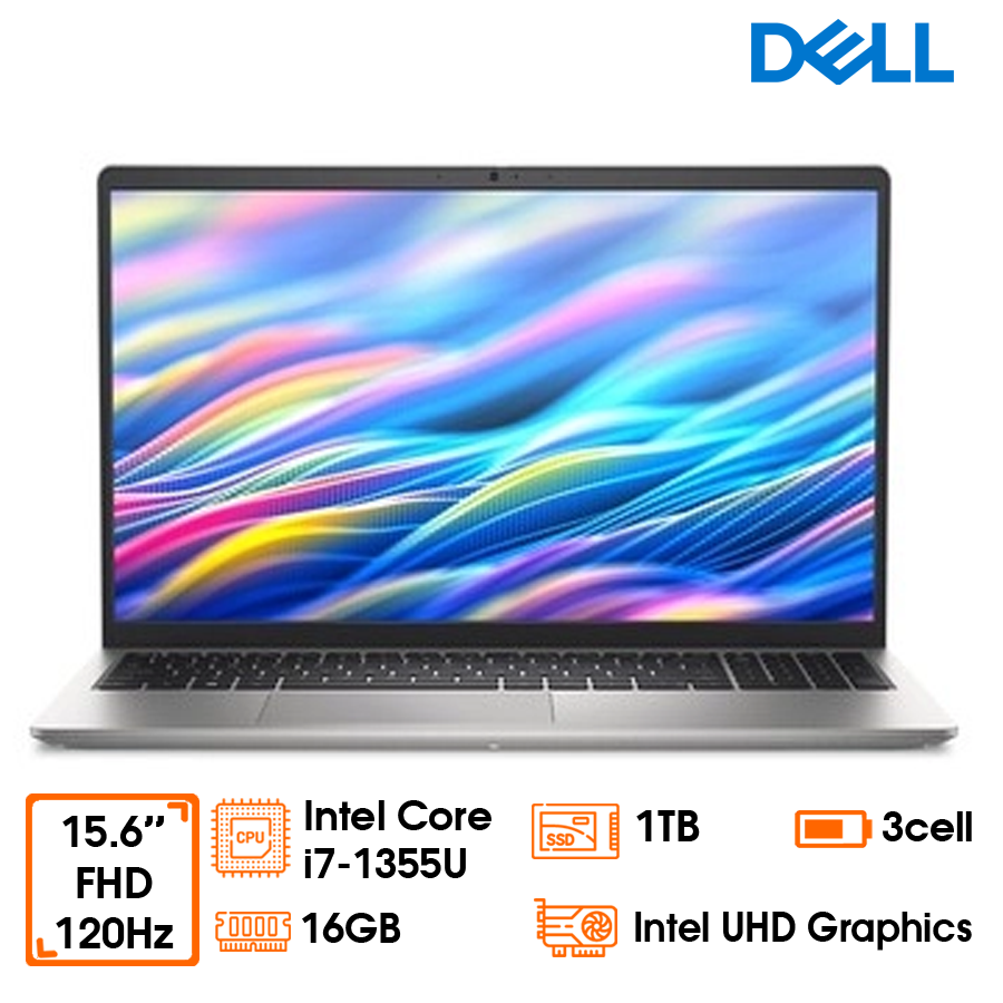Laptop Dell 15 DC15250, 15.6FHD 120Hz, i7-1355U, 16GD4 (1x16GB) (up to 32GB), 1TSSD (up to 2TB), 54Wh, W11SL+OFFICE24, Bạc (DC15250-CPH997)
