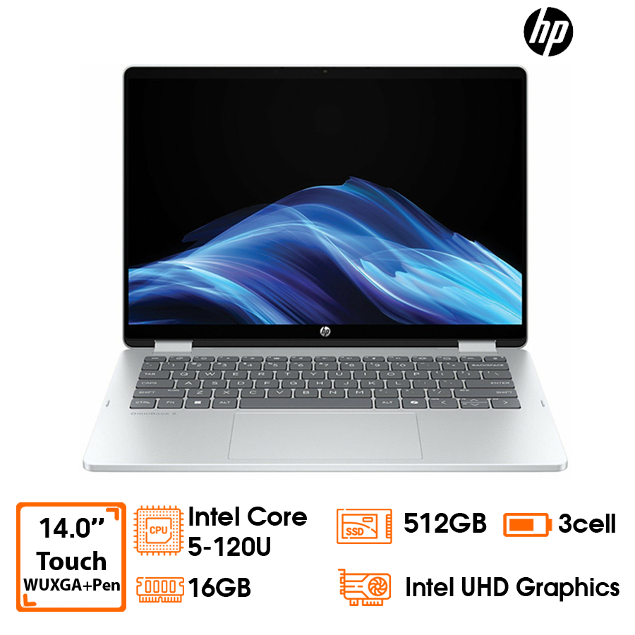 Laptop HP OmniBook 5 Flip 14-FP0057TU-BZ7Q6PA Core 5-120U; 16GD5 onboard bus 5200MHz; 512GB SSD; Intel Graphics; 14