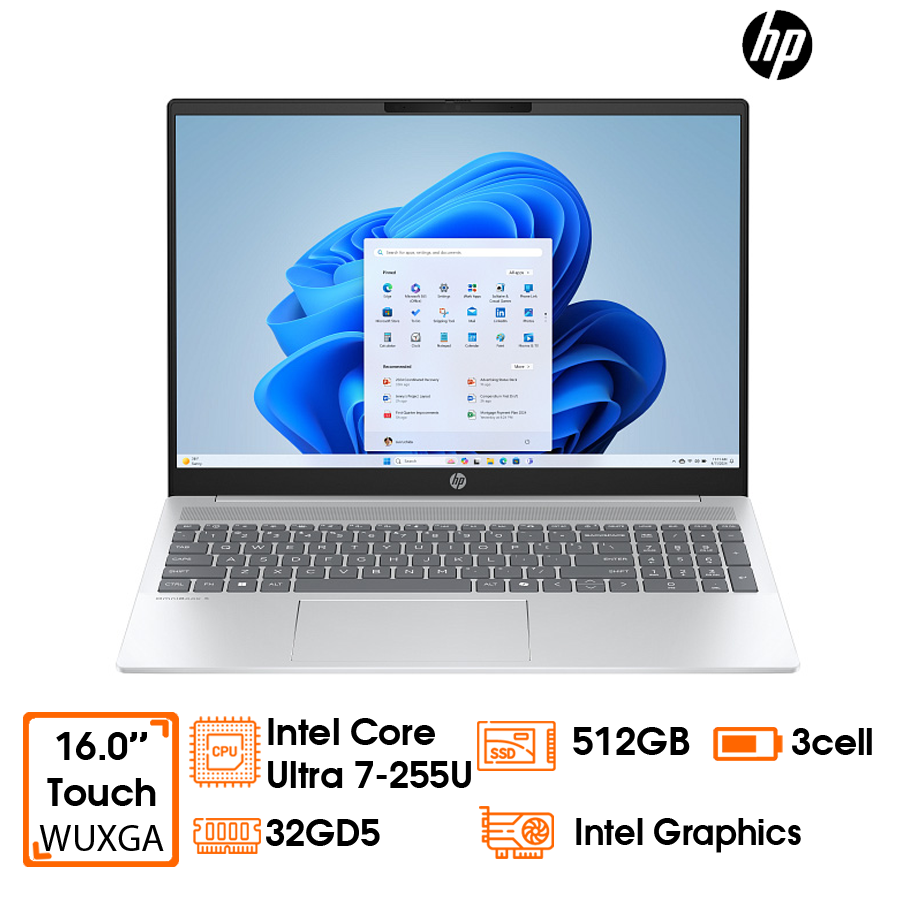 Laptop HP OmniBook 5 AI 16-AF1052TU-C1MN6PA Core Ultra 7-255U; 32GD5 onboard bus 5200MHz; 512GB SSD; Intel Graphics; 16