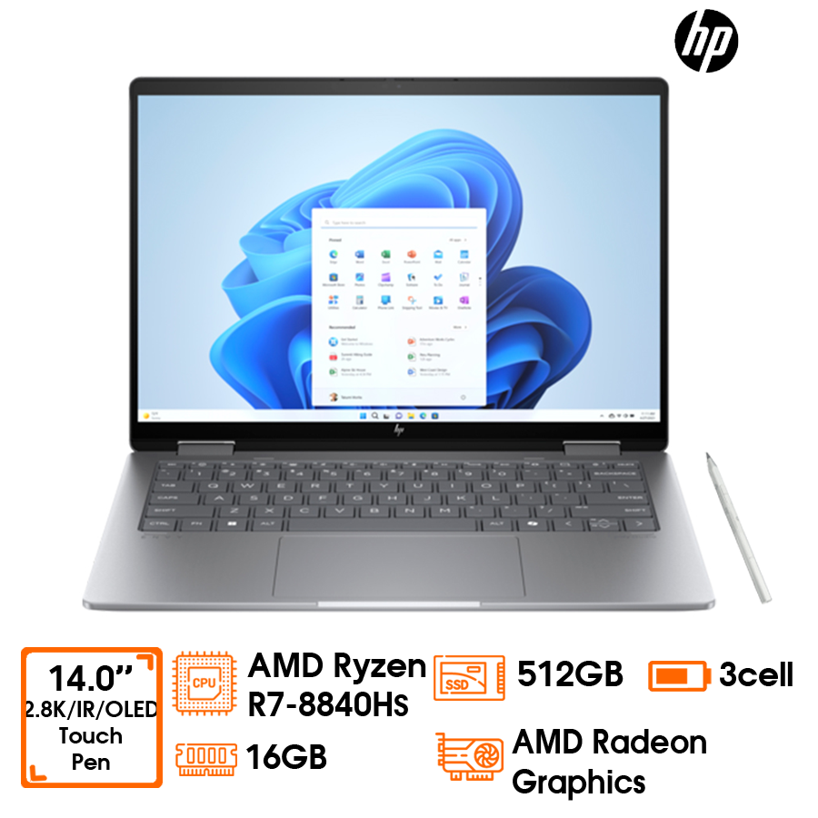 Laptop HP Envy X360 14-FA0095AU-AY8U5PA R7-8840HS; 16GD5 bus 6400; 512GB SSD; 14