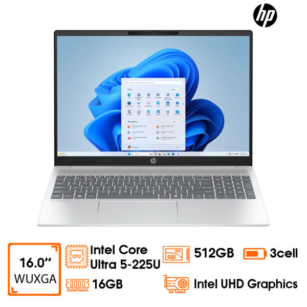 Laptop HP OmniBook 5 AI 16-AF1048TU-BZ7Q9PA Core Ultra 5-225U; 16GD5 onboard bus 7467MHz; 512GB SSD; Intel Graphics;16