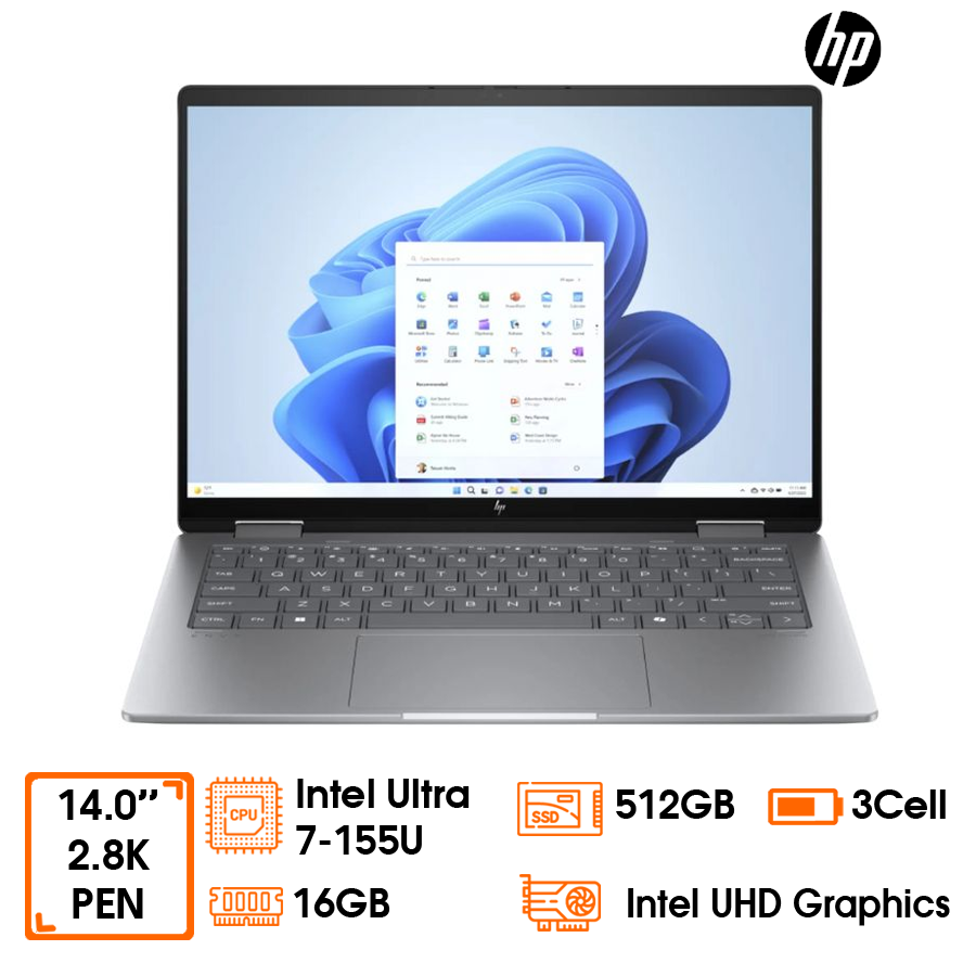 Laptop HP Envy x360 14-FC0158TU-AY8W6PA Core Ultra 7-155U; 16GB RAM; 512GB SSD; Intel Graphics;14