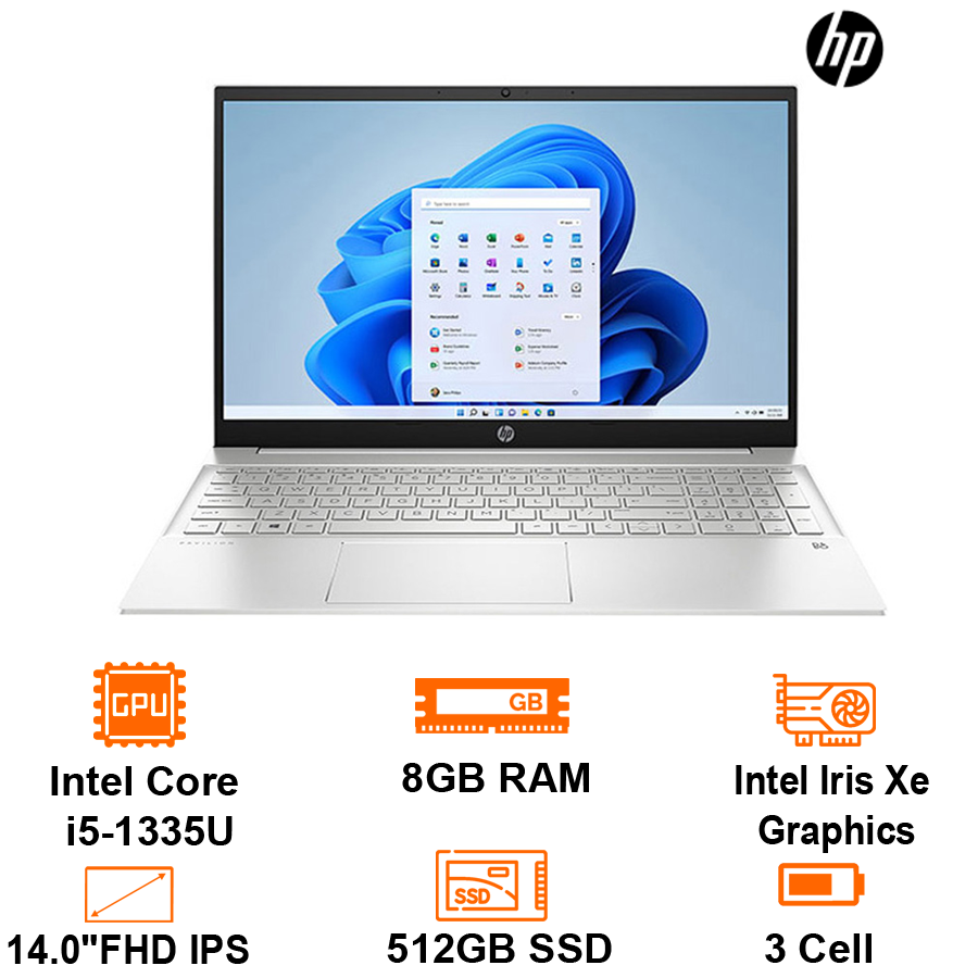 Laptop HP Pavilion 15-EG3095TU -Silver- 15.6 FHD; Intel Core i5-1335U; 8GB; 512GB SSD; Wifi6 + BT5.2; Alu; Win11H; 1Y (15-eg3095TU-8C5L6PA)
