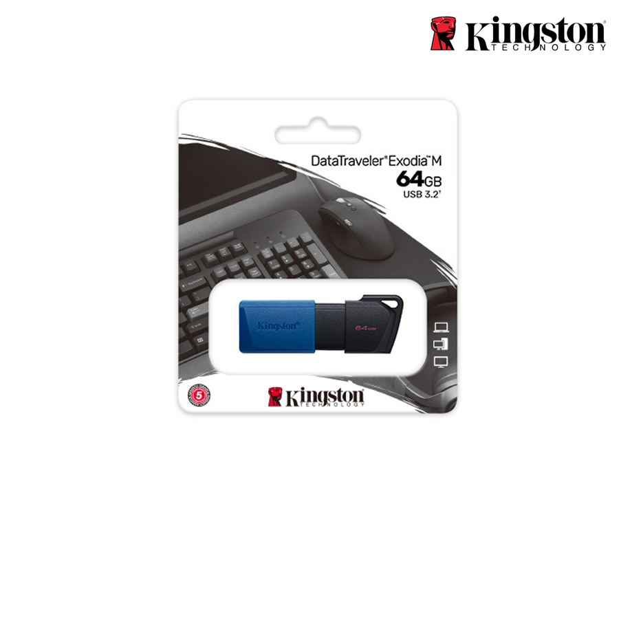 USB Kingston 64GB DataTraveler Exodia M - USB 3.2 Gen 1; Nắp liền nhiều màu; Móc treo - DTXM/64G
