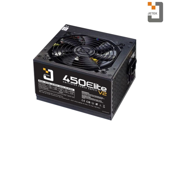 Nguồn Jetek 350W - 450 Elite V2 - Fan 12; Hiệu suất 78%; 1*24(20+4), 1*8(4+4), 1*8(6+2), 1*(ATA+SATA), 1*(SATA+SATA)