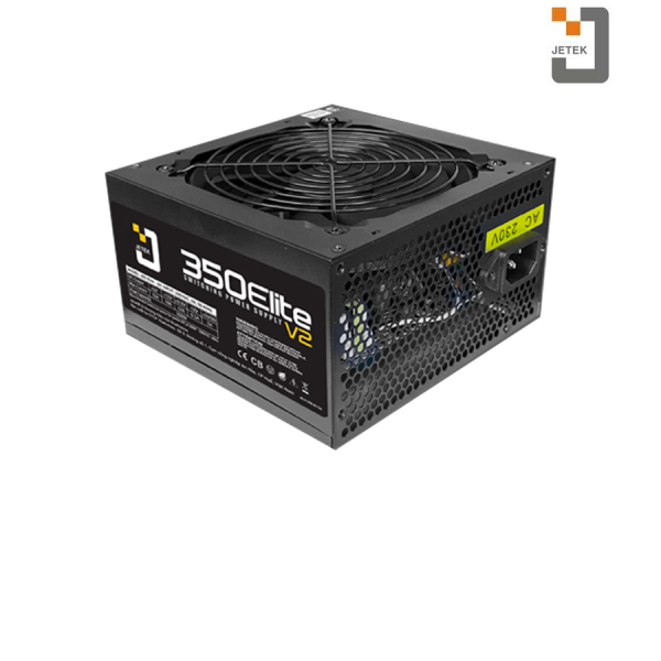 Nguồn Jetek 250W - 350 Elite V2 - Fan 12; Hiệu suất 78%; 1*24(20+4), 1*8(4+4), 2*(ATA+SATA)
