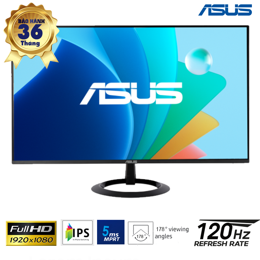 LCD 24-inch Asus Eye Care: IPS FHD(1920x1080) 16:9; 250 cd/m2 nits; 120Hz; 5ms; 99% RGB; HDMI + VGA; VESA(75x75); Cable HDMI; 3Y (VZ249HG)