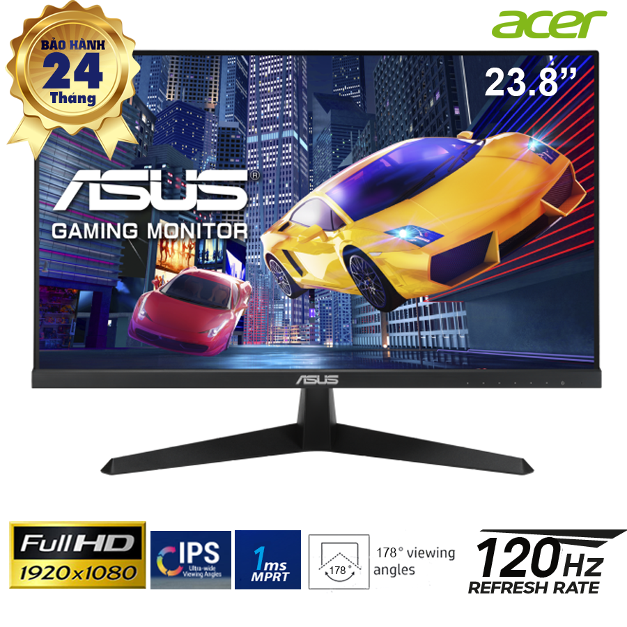 LCD 23.8-inch Asus Gaming Eye Care : IPS; FHD(16:9); 250 cd/m2; OC120Hz; 1ms; VESA 10x10; Loa; VGA+ HDMI; 2Y (VY249HGR)