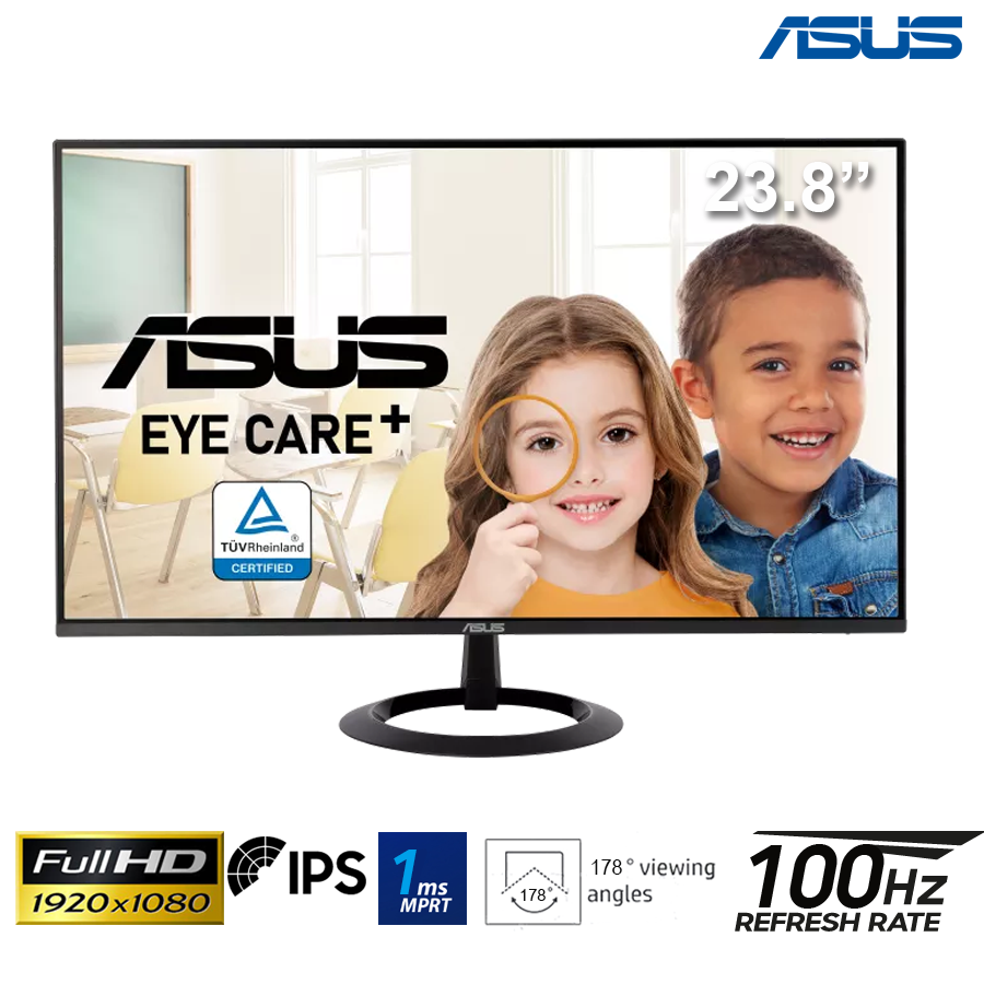 Màn hình Asus EyeCare VZ24EHF -23.8 inch IPS- 16:9; FHD(1920x 1080); 250 nits; 100Hz; VESA (75x75); 1 HDMI; (Cable HDMI); 3Y; (VZ24EHF)
