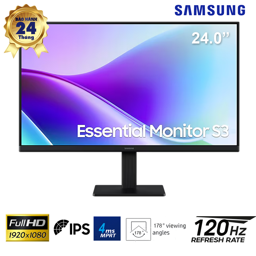 LCD 24-inch SamSung S3 S32GF- IPS; FHD; 250 nits; 120Hz; 4ms; VESA; 2 x HDMI; 2Y(LS24F320GAEXXV)