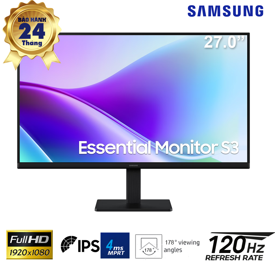 LCD 27-inch SamSung S3 S32GF- IPS; FHD; 250 nits; 120Hz; 4ms; VESA; 2 x HDMI; 2Y(LS27F320GAEXXV)