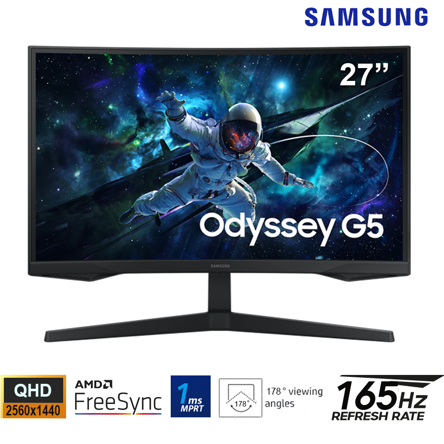 Màn hình Samsung Odyssey cong 27-inch G5 LS27CG552EEXXV - VA; 2K QHD; 300 nits; 165Hz; 1ms; VESA; HDMI; DP ( kèm cáp DP )
