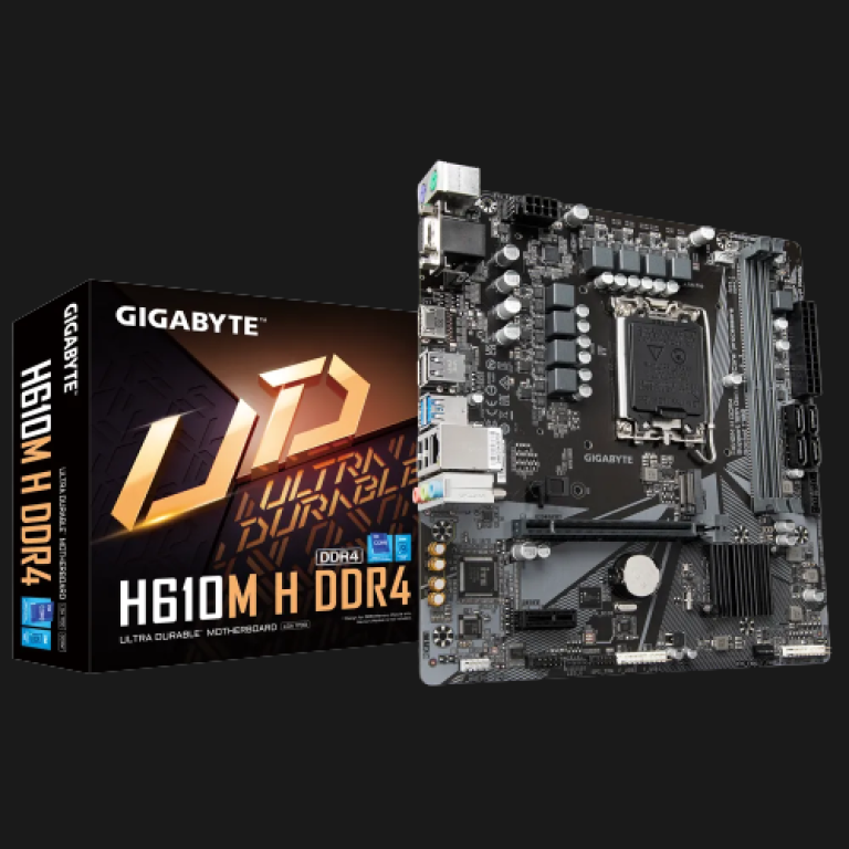 Motherboard Gigabyte H610M-H-DDR4 : Intel H610; LGA1700, DDR4*2 max 64GB; PCIe x16 + PCIe x1; M.2 PCIe 3.0; D-Sub + HDMI