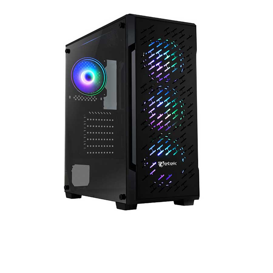 Vỏ case máy tính gaming Jetek Squid R22 - 368（L)*200(W)*460(H)mm, màu đen, kèm 3 fan