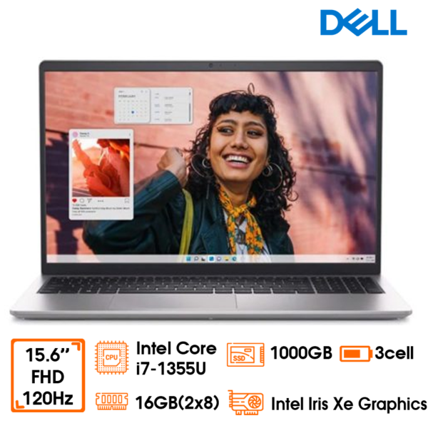 Laptop Dell Inspiron 3530, 15.6” FHD, i7-1355U, 16GB, 1TB SSD, Backlit KB, W11SL+Office24, silver, 1Y (N3530-I7U161W11SLUBL)